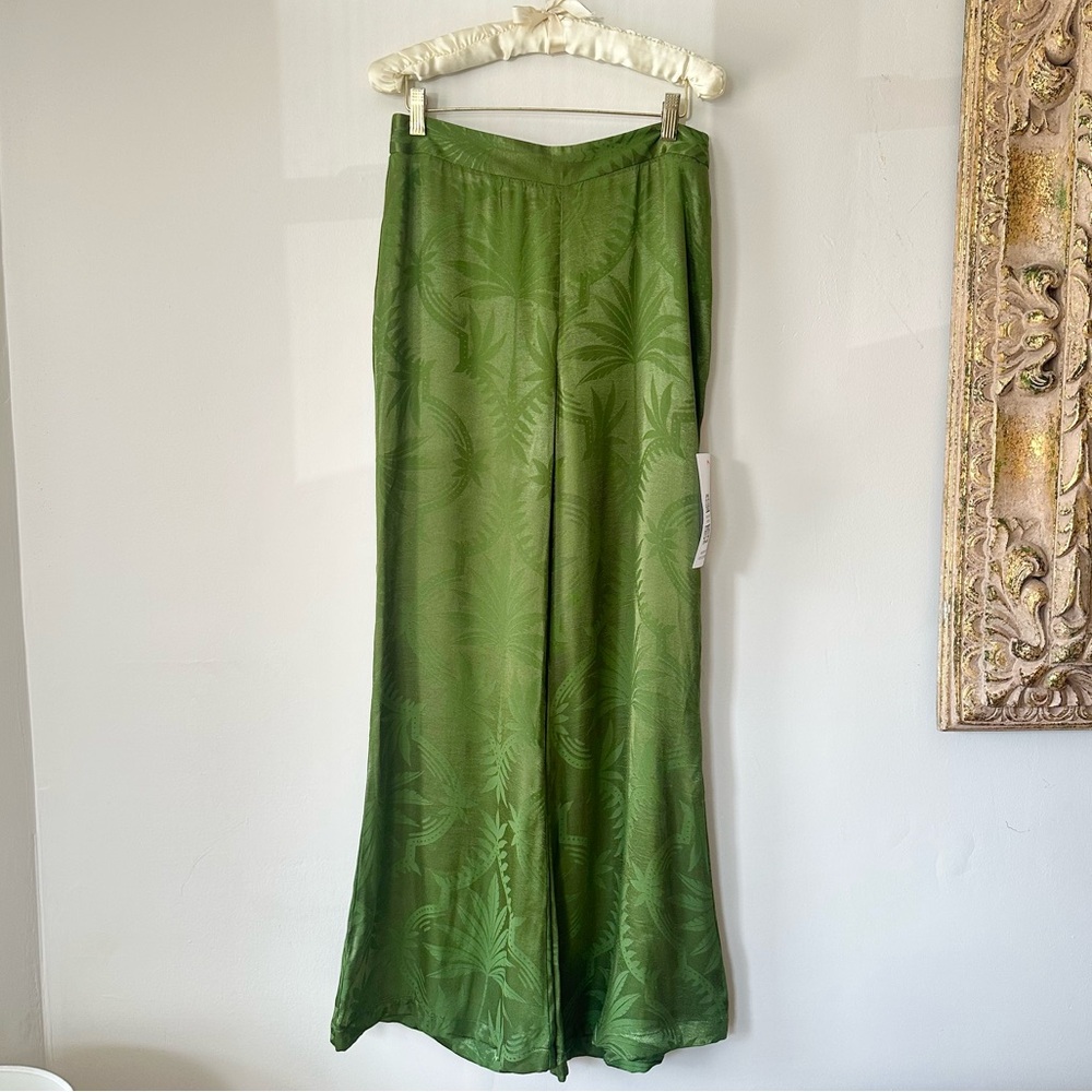 Khaki Palm Jacquard Trousers - NFD